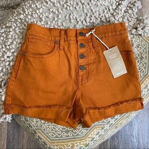 NWT Madewell High Rise Orange Denim Shorts